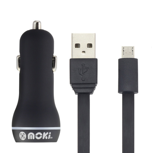 Moki Micro USB SynCharge Cable + Car Charger
