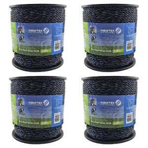 Nemtek 4 Pack 200m 6mm MIX6 Electric Fence Poly Rope | Black | AW-PRBMIX6/200B