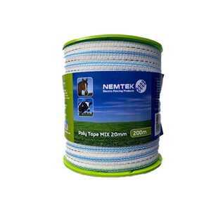 Nemtek 200m White MIX 20mm Electric Fence Poly Tape