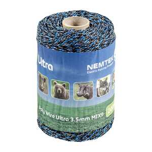 Nemtek 200m Black 3.5mm Ultra MIX9 Electric Fence Poly Wire