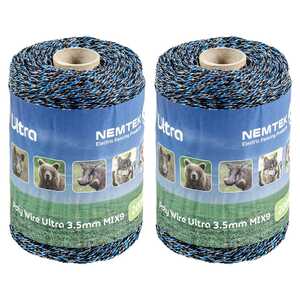 Nemtek 2 Pack 200m 3.5mm Ultra MIX9 Electric Fence Wire | Black | AW-PWUL9-200M