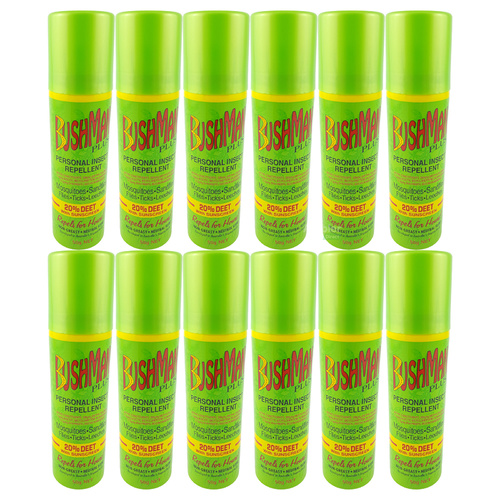 Bushman 'Plus' Aerosol - 20% Deet w/ Sunscreen 50g 12 Pk