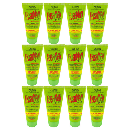 Bushman 'Plus' DryGel - 80% Deet w/ Sunscreen 75g 12 Pack