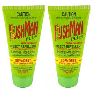 Bushman 2 Pack 75g 80% DEET With Sunscreen DryGel | Plus | BP0075G