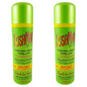 Bushman 2 Pack 350g 20% DEET With Sunscreen Aerosol | Plus | BP0350A
