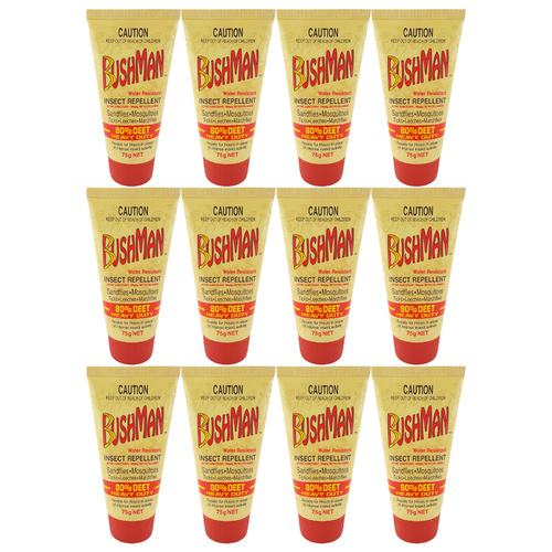 Bushman Ultra Dry Gel Insect Bug Repellent 80% Deet 75g 12 Pk