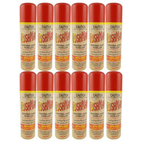 Bushman 130g 12 Pack Aerosol Bulk Buy 40% Deet