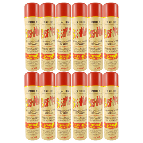 Bushman 225g 12 Pack Aerosol Bulk Buy 40% Deet