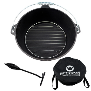 WildTrak 4pc 8.5L 9 Quart Pre-Seasoned Cast Iron Camp Oven Set