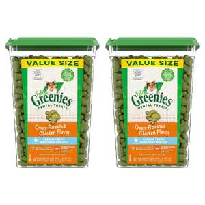 Greenies 2 Pack 277g Feline Dental Cat Treats | Oven-Roasted Chicken Flavour