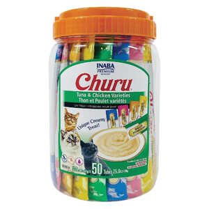 Inaba 50 Pack 700g Churu Puree Cat Treats | Tuna & Chicken Varieties | CTI1112