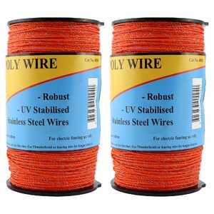 Thunderbird 2 Pack 500m Electric Fence Poly Wire | Orange | EF-40DO