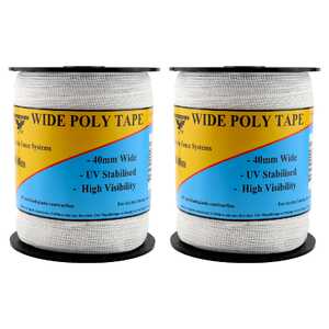 Thunderbird 2 Pack 100m x 40mm Wide Poly Hot Tape | White | EF-41