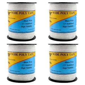 Thunderbird 4 Pack 100m x 40mm Wide Poly Hot Tape | White | EF-41