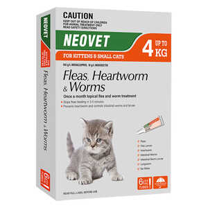 Neovet 6 Pack Fleas, Heartworm & Worms for Kittens & Small Cats (Up to 4kg) | FP005-1