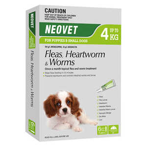 Neovet 6 Pack Fleas, Heartworm & Worms for Puppies & Small Dogs (Up to 4kg) | FP006-1