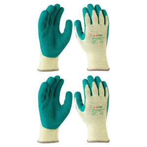 Maxisafe 2 Pack Green Grippa Latex Palm Cotton Gloves | Medium | GGL106-08