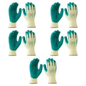 Maxisafe 5 Pack Green Grippa Latex Palm Cotton Gloves | Medium | GGL106-08