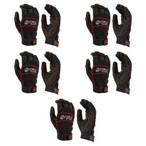 Maxisafe 5 Pack G-Force Full Finger Mechanics Gloves | Large | GMA113-10