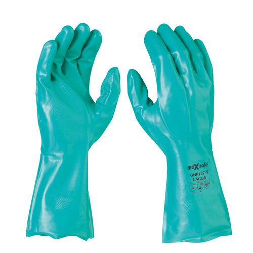 Maxisafe 33cm XL Green Nitrile Chemical Gloves