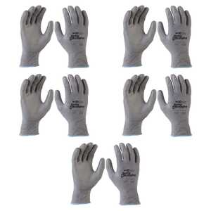 Maxisafe 5 Pack Grey Knight Polyurethane Palm Nylon Gloves | Medium | GNP136-08