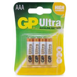 GP Batteries 4 Pack 1.5V Ultra Alkaline AAA Battery Pk