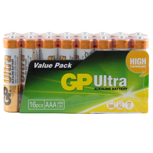 GP Batteries 16-Pack 1.5V Ultra Alkaline AAA Battery Bulk Buy