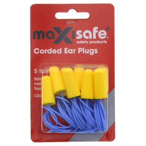 Maxisafe Corded Earplugs - Blister of 5 Pairs