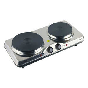 Maxim KitchenPro Portable Electric Twin Hot Plate Cooktop - Stainless Steel