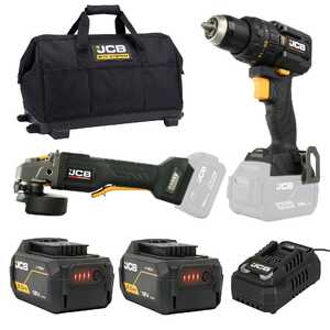 JCB Tools 2 Piece 75Nm 125mm Combination Drill and Angle Grinder | JCB-18BPKIT-4
