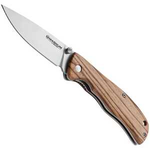 Magnum by Boker 01EL605 Backpacker Garined Wood Handle Satin 440A Folding Knife