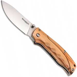 Magnum by Boker 01MB700 Pakka Hunter Wood Handle Satin 440B Steel Folding Knife