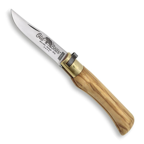 Antonini Old Bear 9306/15_LU Classical Olive Wood C70 Carbon Steel Extra Small Folding Knife