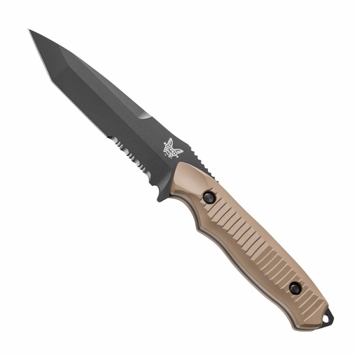 Benchmade 141SBKSN Nimravus Sand Handle Black Serrated Tanto Fixed Blade Knife
