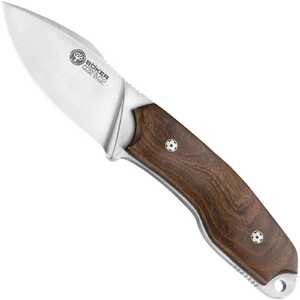 Boker 02BA371G Arbolito El Heroe Guayacan Wood Handle N695 Steel Fixed Blade Knife with Leather Sheath