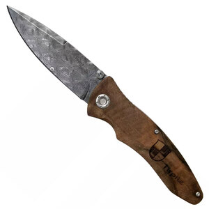 Boker Tirpitz Liner Lock Folding Knife | Brown / Damascus