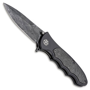 Boker Leopard-Damascus III Collection Folding Knife - Black | 110237DAM