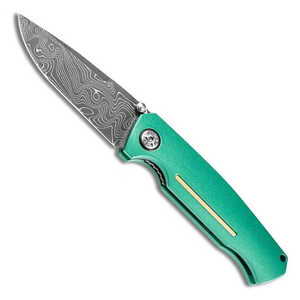 Boker 1969 Mach-1 Liner Lock Folding Knife | Green / Damascus