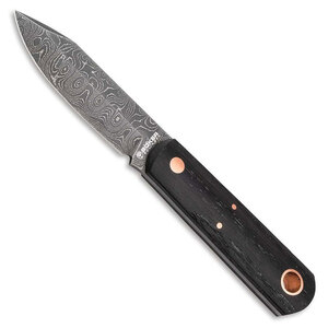 Boker Barlow BFF Damast Bog Oak Fixed Blade Knife | Black / Damascus