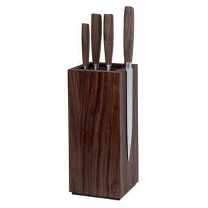 Boker 130775SET Core 5pc Square X50CrMoV15 Magnetic Walnut Wood Block and Kitchen Knife Set