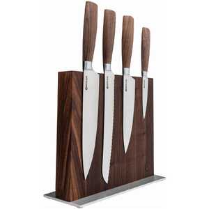 Boker 130780SET Core 5pc Kitchen Knife Set & Magnetic Block - Walnut / Satin