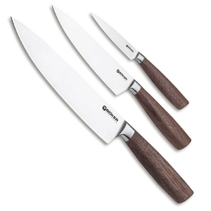 Boker Core 3pc Kitchen Knife Set w/ Tea Towel - Walnut / Satin