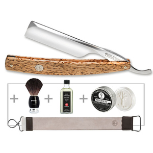 Boker 140535SET The Celebrated Maserbirke Curly Birch Straight Razor Shaving Set