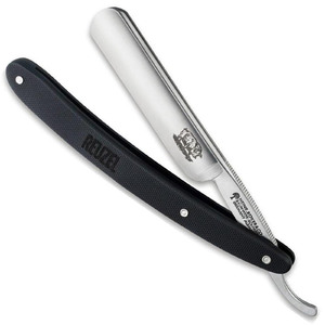 Boker 140550 Reuzel 5/8" Black G10 Handle Carbon Steel Round Head Straight Razor