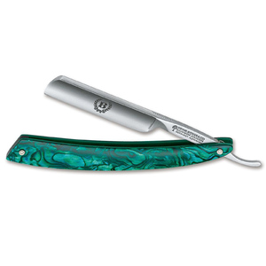 Boker 140558 4/8" Mini Green Abalone Handle O1 Carbon Steel Straight Razor