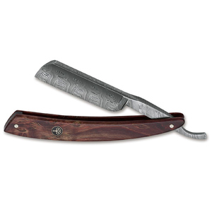 Boker 140610DAM 6/8" French Point Straight Razor - Curly Birch / Damascus