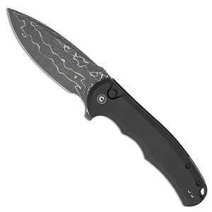 CIVIVI Praxis Button Lock Folding Knife | Black / Damascus