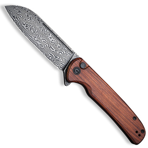 CIVIVI Chevalier Button Lock Folding Knife | Guibourtia Wood / Damascus