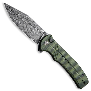 CIVIVI Cogent Button Lock Folding Knife | Green / Damascus