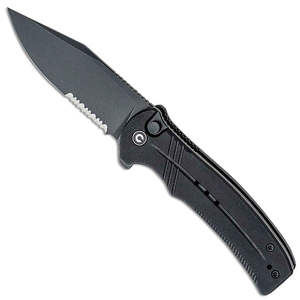 CIVIVI Cogent Button Lock Serrated Folding Knife | Black